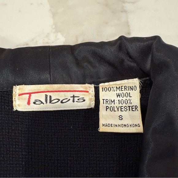 Vintage Talbots 100% Merino Wool Blazer Jacket Womens Small Black Career Classic - Picture 5 of 6